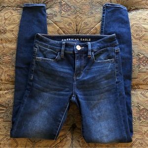 American Eagle Lined Winter Size 0 Cozy Jeans Mid Rise Medium Wash